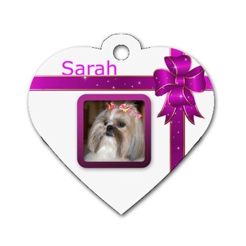 School Or Key Heart Dog Tag (2 Sided) By Deborah Front