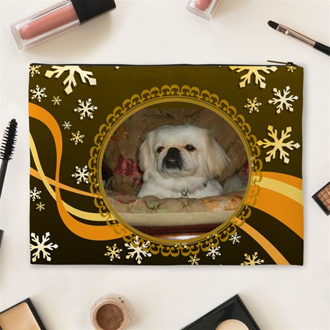 Golden Snowflake Xl Cosmetic Bag By Kim Blair Back
