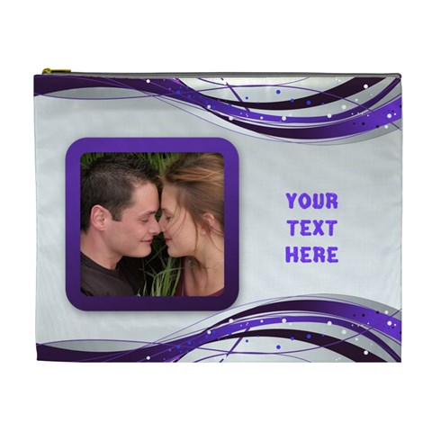 Purple Swirl Xl Cosmetic Bag By Deborah Front