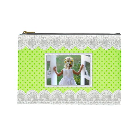 Lime And Lace Large Cosmetic Bag By Deborah Front