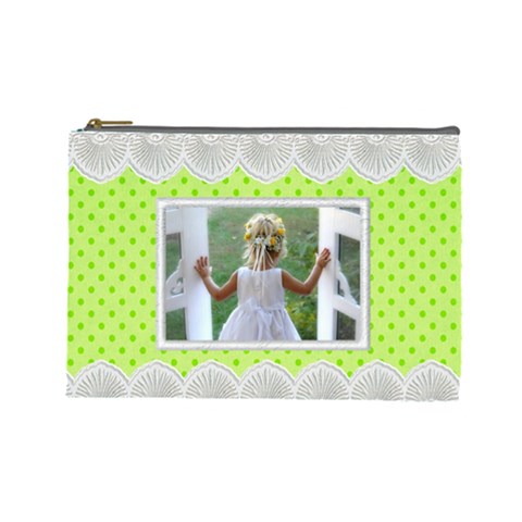 Lime And Lace Large Cosmetic Bag By Deborah Front