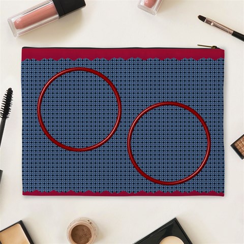 Red And Navy Xl Cosmetic Bag By Deborah Back