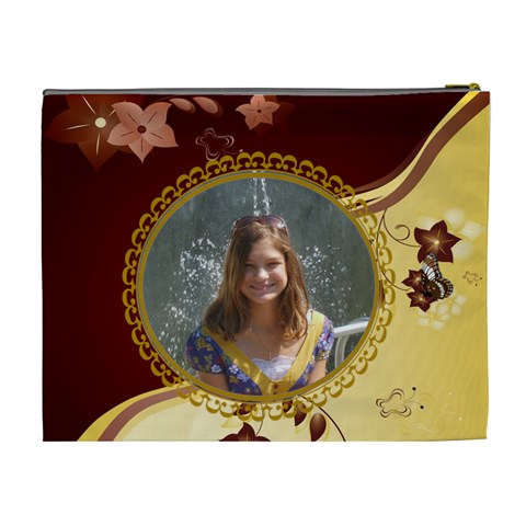 Tan And Brown Xl Cosmetic Bag By Kim Blair Back