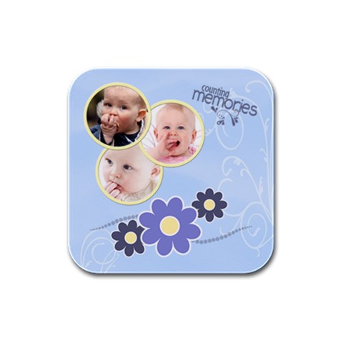 Serenity Blue Rubber Square Coaster (4 Pack) By Picklestar Scraps Front