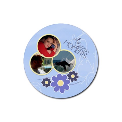 Serenity Blue Rubber Round Coaster (4 Pack) By Picklestar Scraps Front