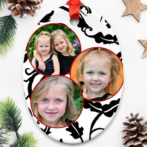 3 Photo Oval Ornament By Amanda Bunn Front