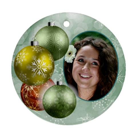 Shades Of Pale Green Christmas Round Ornament (2 Sided) By Deborah Front