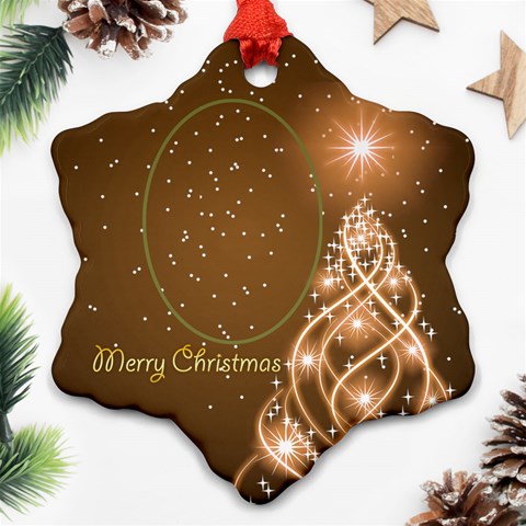 Golden Christmas Snowflake Ornament (2 Sided) By Deborah Back