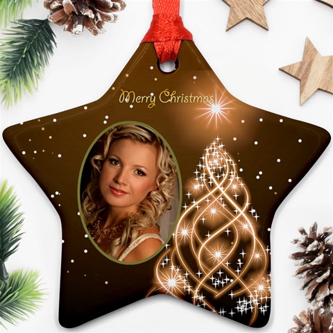 Golden Christmas Star Ornament (2 Sided) By Deborah Front