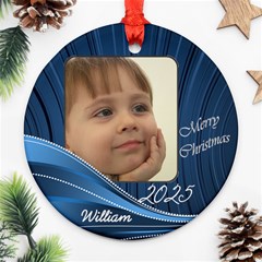 Blue Round gift tag or ornament (2 sided) - Round Ornament (Two Sides)