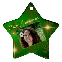 Merry Christmas Green Star (2 sided) - Star Ornament (Two Sides)