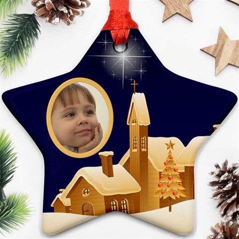 Christmas Night Star Ornament (2 Sided) By Deborah Front