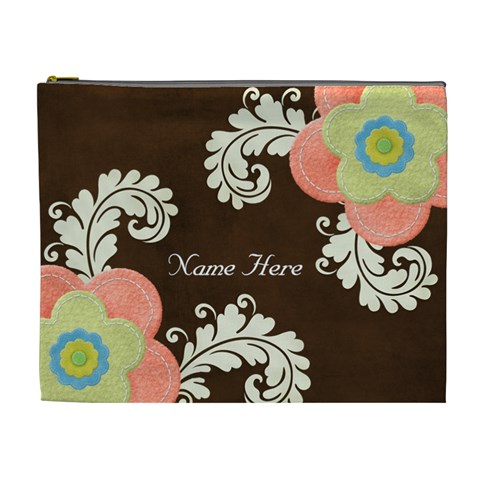 Xl Cosmetic Case: Big Flowers2 By Jennyl Front