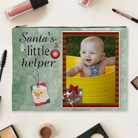 Santas Little Helper Xl Cosmetic Bag By Lil Front