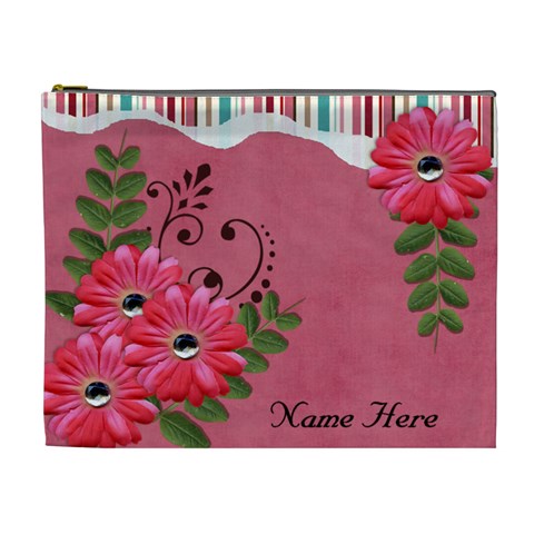 Xl Cosmetic Case: Big Flowers7 By Jennyl Front