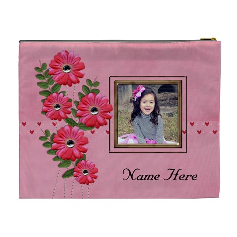 Xl Cosmetic Case: Big Flowers8 By Jennyl Back
