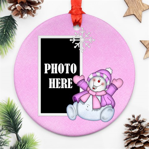 Five Little Snowman Round Ornament 1 By Lisa Minor Front