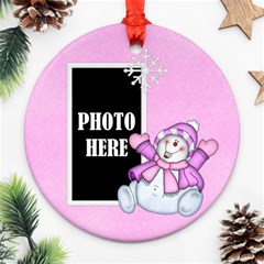 Five Little Snowman Round Ornament 1 - Ornament (Round)