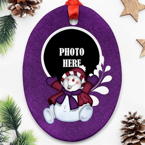 Five Little Snowmen Oval Ornament 1 By Lisa Minor Front