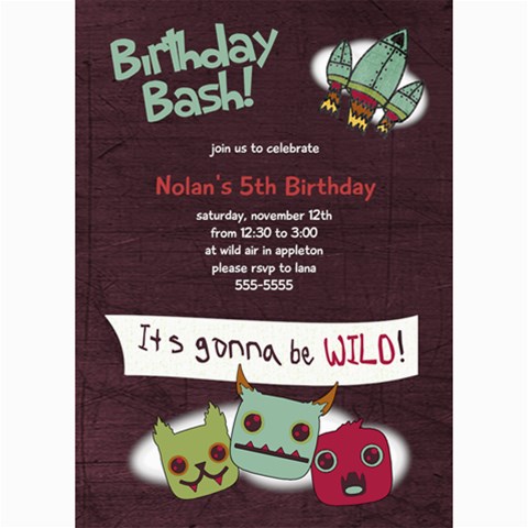 5x7 Monster Birthday Card By Lana Laflen 7 x5  Photo Card - 1