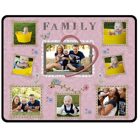 Family Love Pink Medium Fleece Blanket By Lil 60 x50  Blanket Front