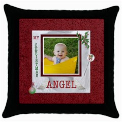 My Christmas Angel Throw Pillow case - Throw Pillow Case (Black)