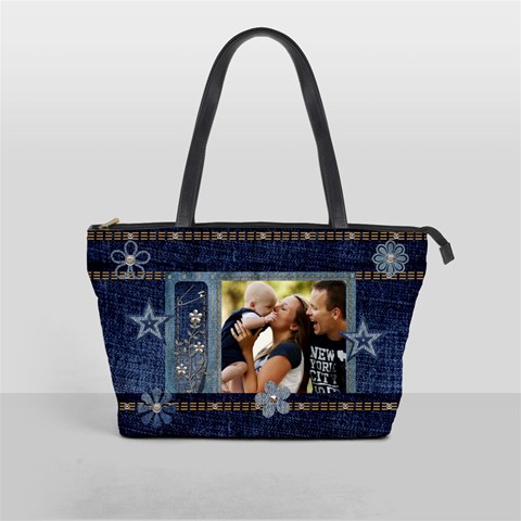 Dark Denim Classic Shoulder Handbag By Lil Front