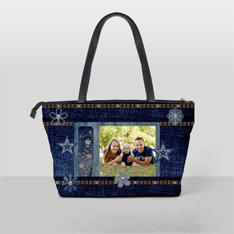 Dark Denim Classic Shoulder Handbag By Lil Back