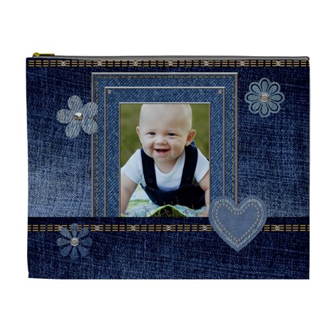 Dark Denim Xl Cosmetic Bag By Lil Front