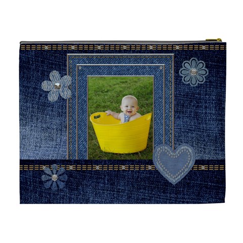 Dark Denim Xl Cosmetic Bag By Lil Back