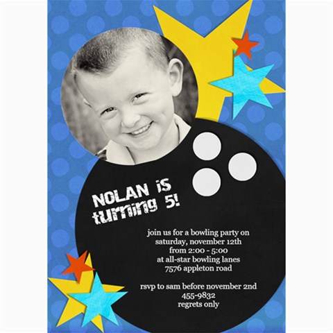Bowling Party Invitation (5x7) By Lana Laflen 7 x5  Photo Card - 6
