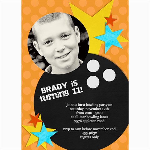 Bowling Party Invitation (5x7) By Lana Laflen 7 x5  Photo Card - 10