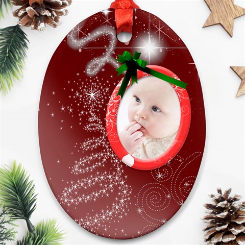 Christmas Collection Oval Ornament (two Sides) By Picklestar Scraps Front