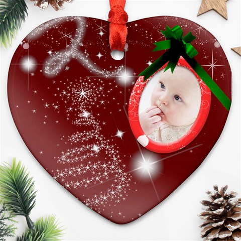 Christmas Collection Heart Ornament (two Sides) By Picklestar Scraps Front