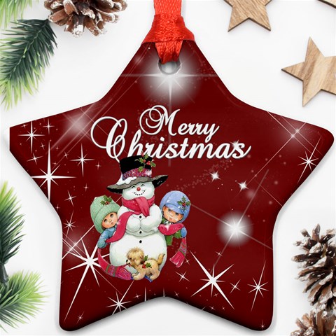Christmas Collection Star Ornament (two Sides) By Picklestar Scraps Back