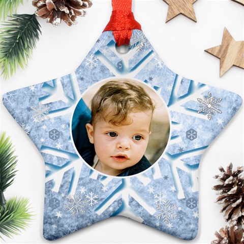 My Ice Blue Snowflake Star Ornament By Deborah Front