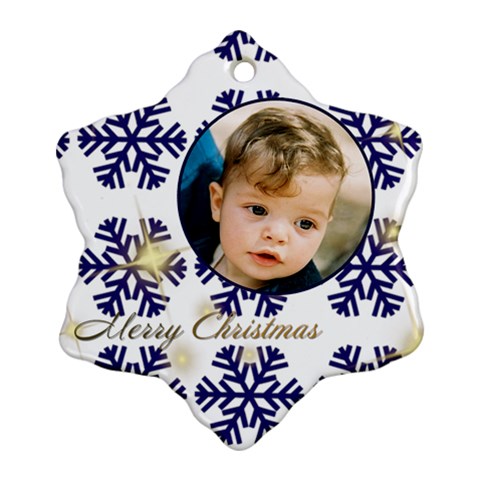 Blue Snowflake Ornament By Deborah Front