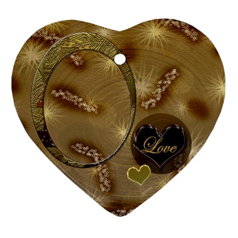 Love Oval Gold 2 Side Heart Ornament By Ellan Front