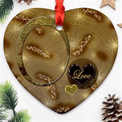 Love Oval Gold 2 side Heart ornament - Heart Ornament (Two Sides)