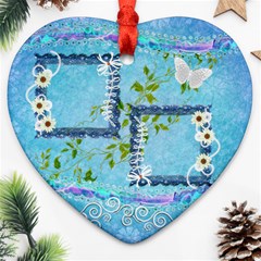 Blue spring easter 2 side Heart ornament - Heart Ornament (Two Sides)