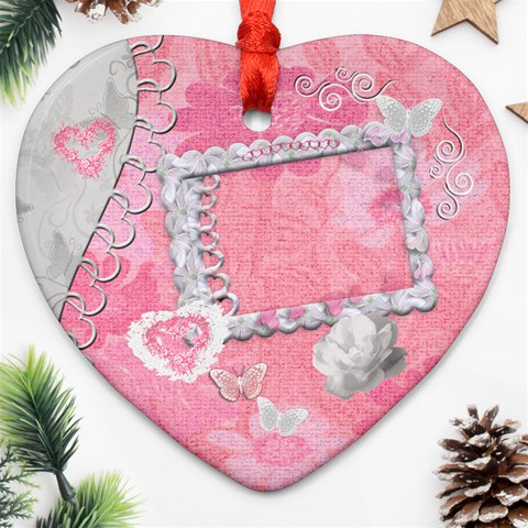 Spring Pink 2 Side Heart Ornament By Ellan Back