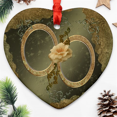 Neutral Gold 2 Side Heart Ornament By Ellan Front