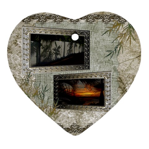 Neutral Shadow Frame 2 Side Heart Ornament By Ellan Front