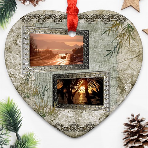 Neutral Shadow Frame 2 Side Heart Ornament By Ellan Back