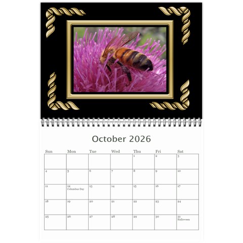 Black And Gold (any Year) 2026 Calendar 8 5x6 By Deborah Oct 2026