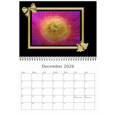 Black And Gold (any Year) 2026 Calendar 8 5x6 By Deborah Dec 2026