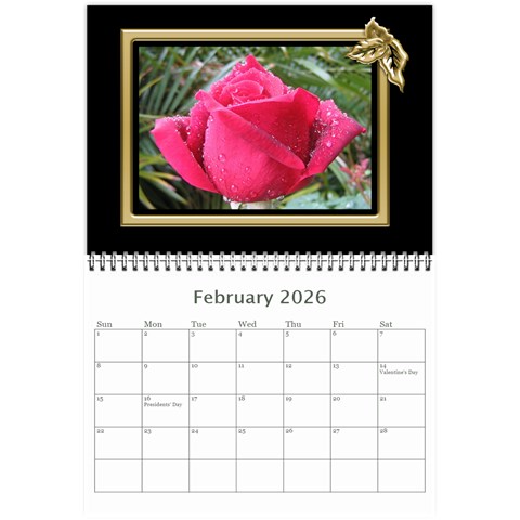 Black And Gold (any Year) 2026 Calendar 8 5x6 By Deborah Feb 2026