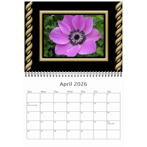 Black And Gold (any Year) 2026 Calendar 8 5x6 By Deborah Apr 2026