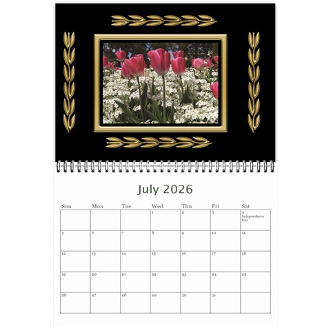 Black And Gold (any Year) 2026 Calendar 8 5x6 By Deborah Jul 2026