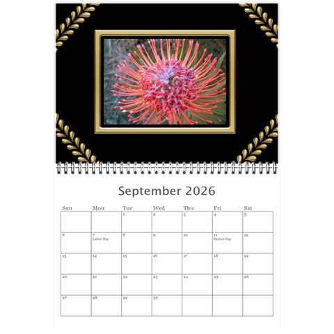 Black And Gold (any Year) 2026 Calendar 8 5x6 By Deborah Sep 2026
